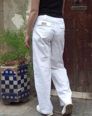 Pantalón de mujer de algodón, corte regular Blanco Óptico La Martina